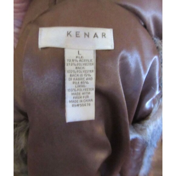 Kenar Womens Brown/Tan Hooded Faux Fur Vest Size L - Picture 7 of 7